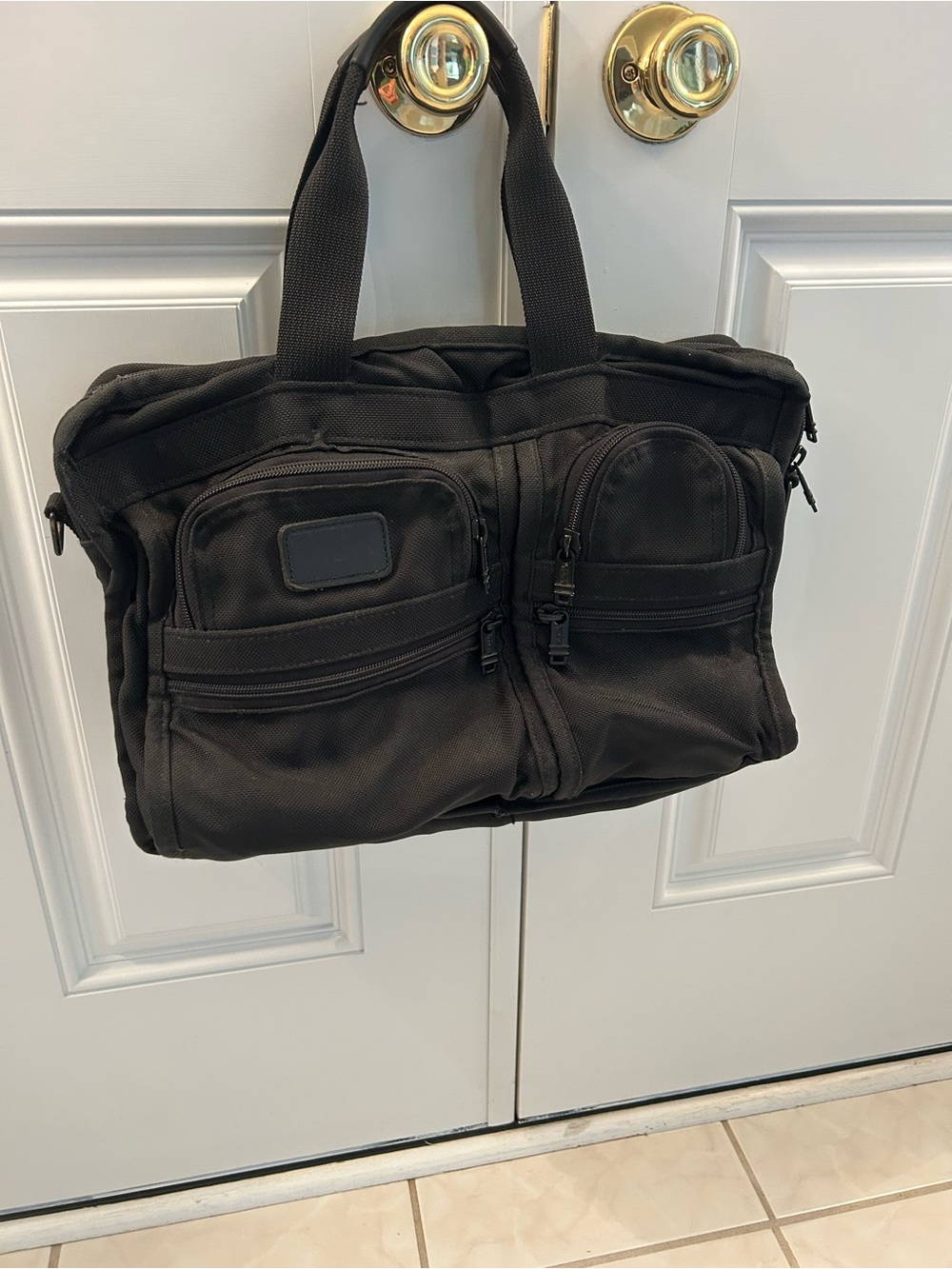 Tumi Black Nylon Laptop Briefcase with Front Zip Pockets